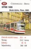 Spielkarte: Brünn Straßenbahnlinie 13 mit Niederflurgelenkwagen 1806 (2014)