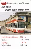 Spielkarte: Danzig Straßenbahnlinie 2 mit Gelenkwagen 1002 (2014)
