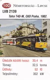 Spielkarte: Leipzig Zusätzliche Linie 11E mit Triebwagen 2139 am Wahren (2014)