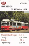 Spielkarte: Miskolc Straßenbahnlinie 2V mit Gelenkwagen 197 (2014)
