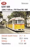 Spielkarte: Szeged Straßenbahnlinie 1 mit Gelenkwagen 609 (2014)