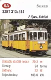 Spielkarte: Szeged Straßenbahnlinie 1 mit Triebwagen 313 (2014)