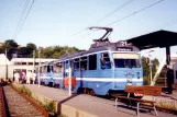 Stockholm Straßenbahnlinie 21 Lidingöbanan mit Triebwagen 317 am Ropsten (1992)