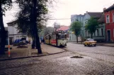 Strausberg Straßenbahnlinie 89 mit Triebwagen 02 am Lustgarten (1991)