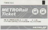Stundenkarte für Metropolitan Transit Authority of Harris County (METROrail), die Vorderseite (2018)