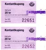 Stundenkarte für Storstockholms Lokaltrafik (SL), die Vorderseite (2009)