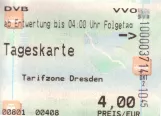Tageskarte für Dresdner Verkehrsbetriebe (DVB), die Vorderseite (2002)