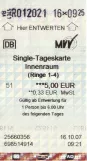 Tageskarte für Münchner Verkehrsgesellschaft (MVG), die Vorderseite (2007)