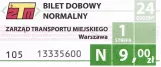 Tageskarte für Warszawki Transport Publiczny (WTP), die Vorderseite (2011)