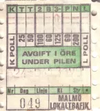 Überweisung-Fahrkarte für Malmö Lokaltrafik (ML), die Vorderseite  ML (1971-1973)