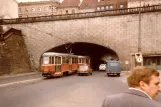 Warschau Straßenbahnlinie 34 mit Triebwagen 345 auf aleja "Solidarności" (1984)