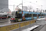 Wien Straßenbahnlinie 1 mit Niederflurgelenkwagen 601 am Schwedenplatz (2013)