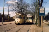 Woltersdorf Straßenbahnlinie 87 mit Triebwagen 39 am Thälmannplatz (1986)