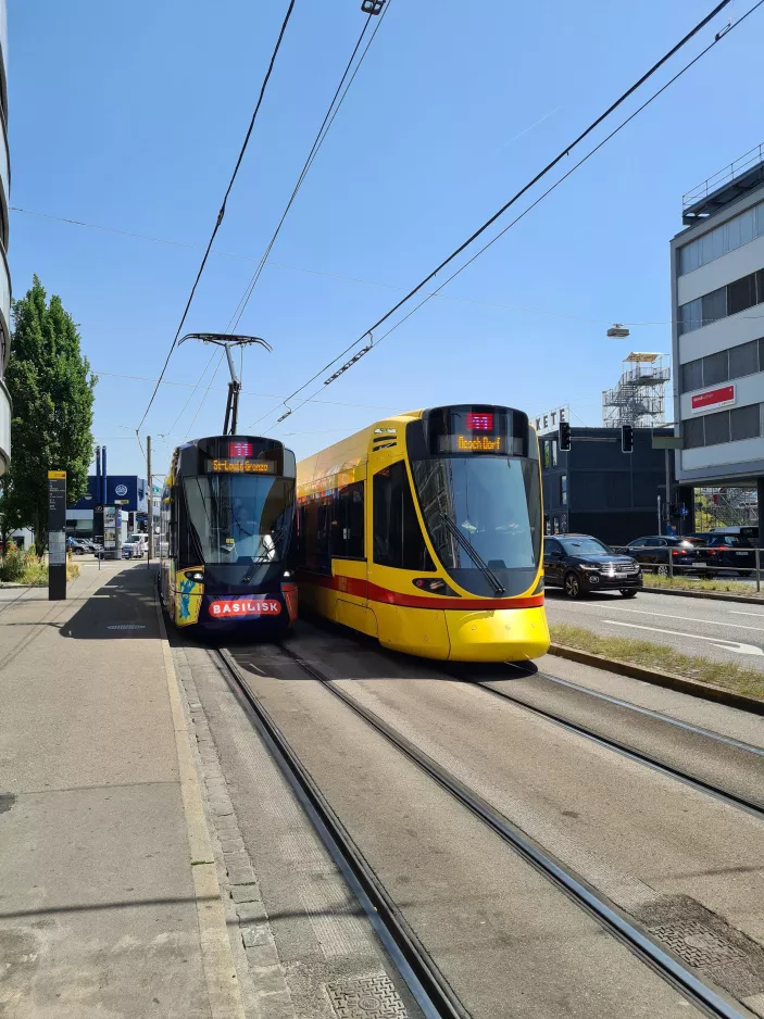 Basel Straßenbahnlinie 11 am Dreispitz nach Süden gesehen (2022)