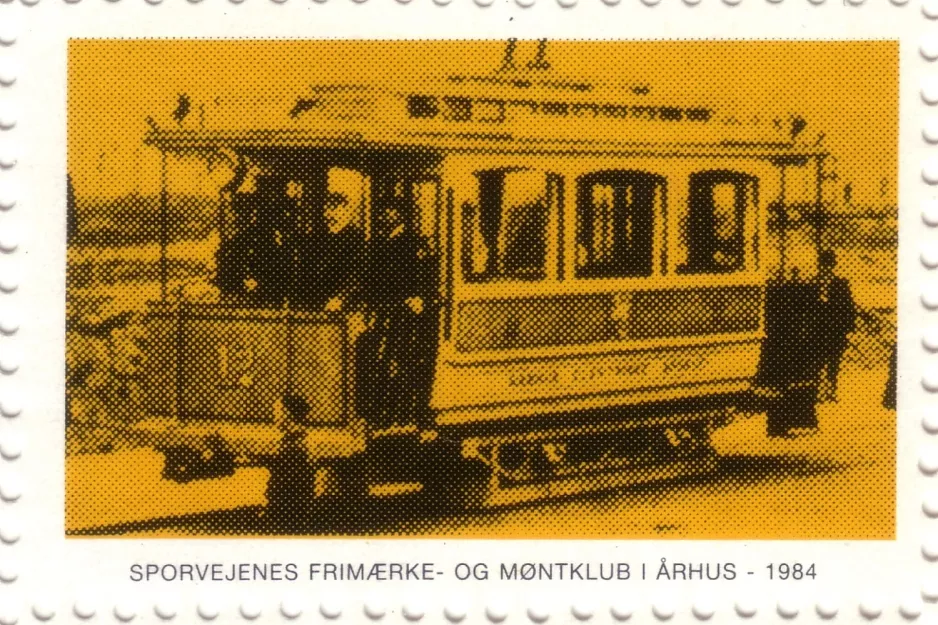 Briefmarke: Aarhus Straßenbahnlinie 1 mit Triebwagen 12 am Dalgas Avenue Marselisborg (1904)