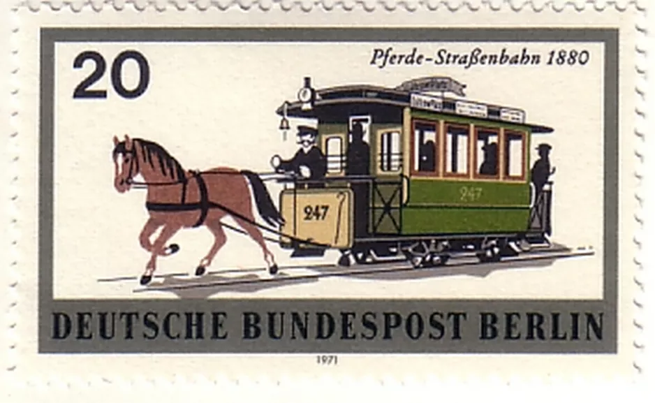 Briefmarke: Berlin Pferdestraßenbahnwagen 247 (1971)