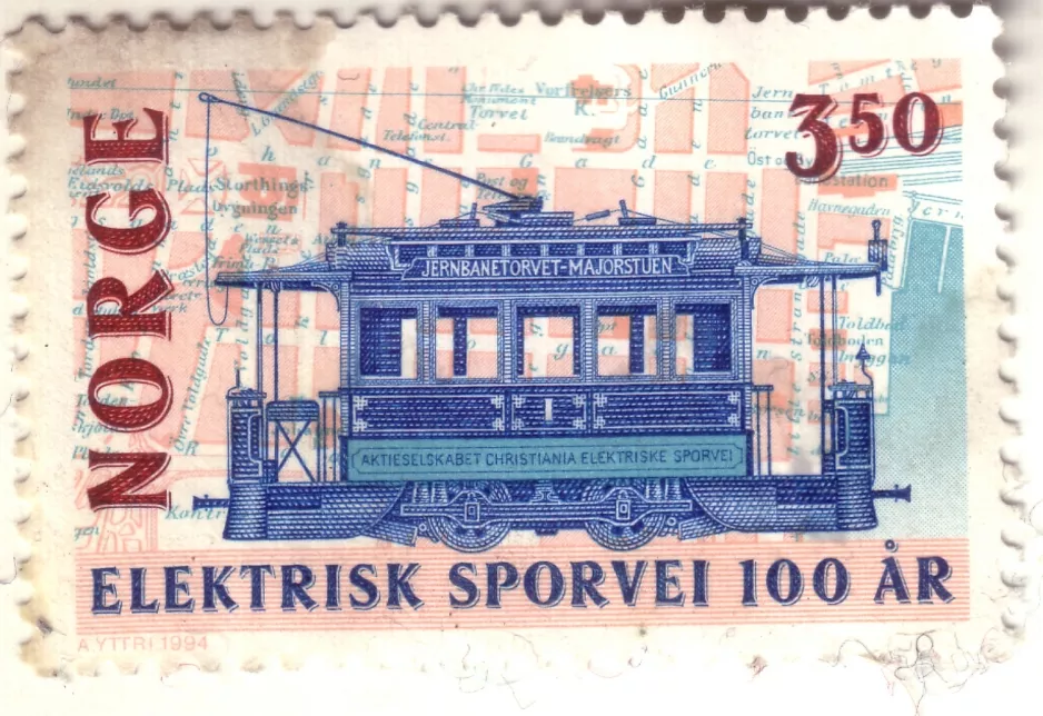 Briefmarke: Elektrisk Sporvei 100 år, Norge 3.50
 (1994)