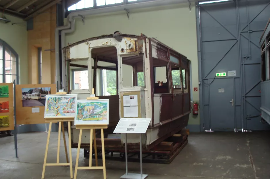 Chemnitz Beiwagen 237 während der Restaurierung Straßenbahnmuseum Chemnitz (2015)