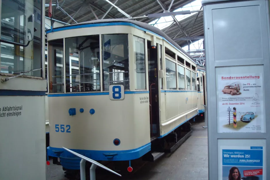 Chemnitz Beiwagen 552 im Straßenbahnmuseum (2015)