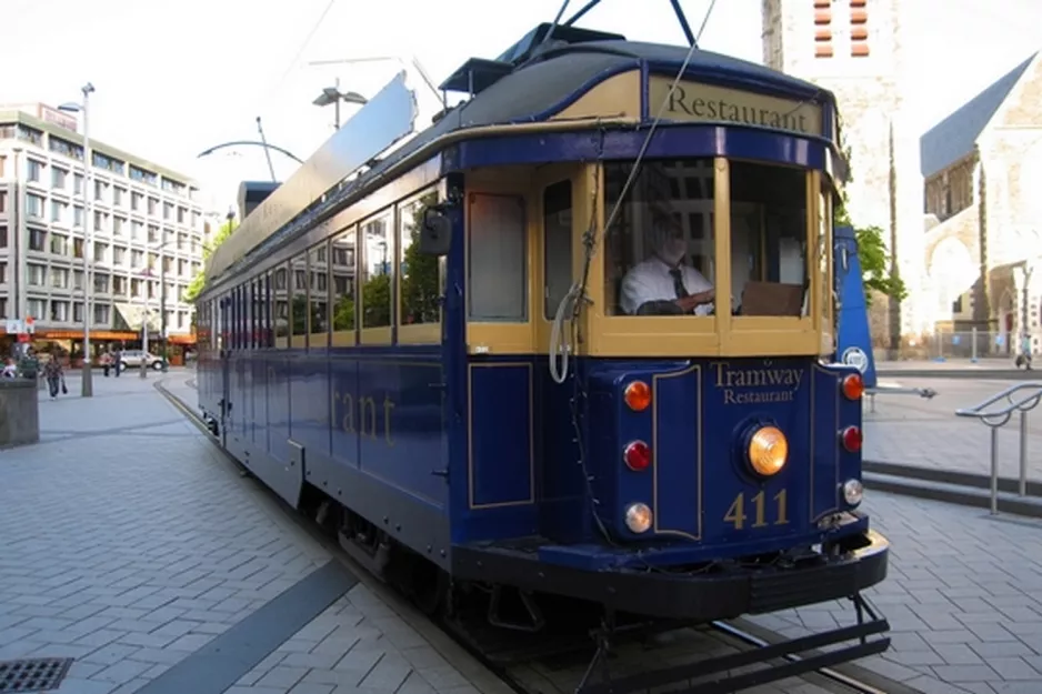 Christchurch Tram Restaurant mit Triebwagen 441, die Vorderseite Christchurch Tramway (2011)