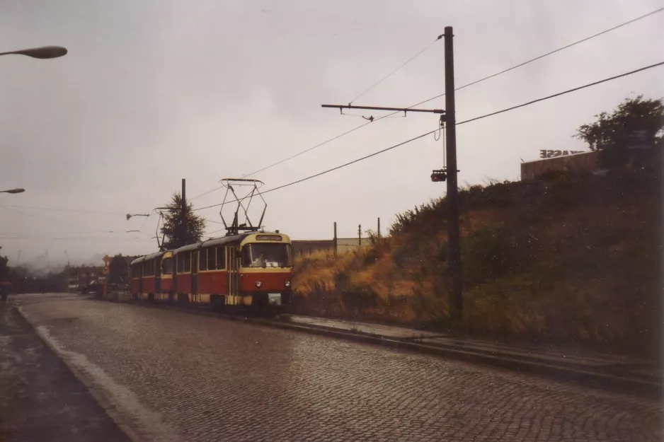 Dresden Straßenbahnlinie 16 auf Münzmeister Straße (1990)