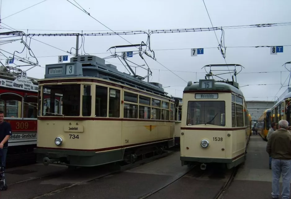 Dresden Triebwagen 734 am Betriebshof Trachenberge (2007)