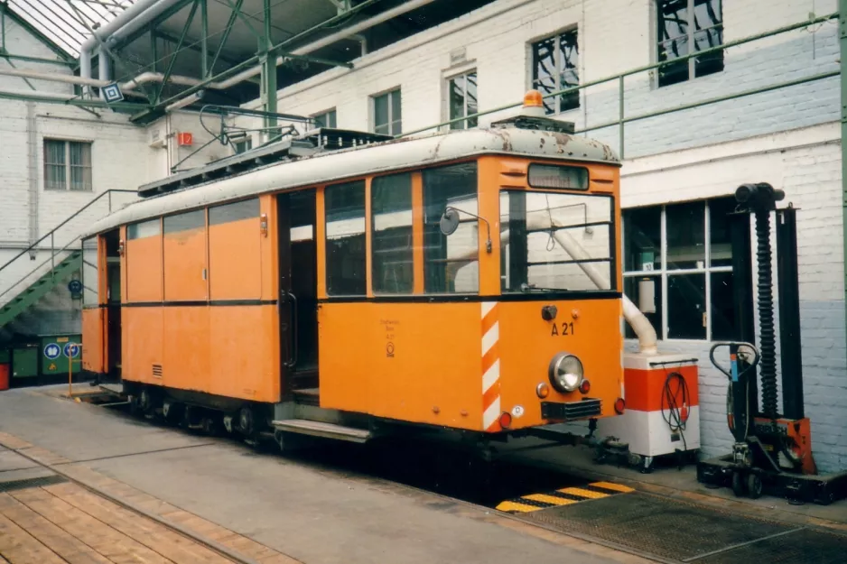 Düsseldorf Arbeitswagen A21 im Depot Am Steinberg (1996)