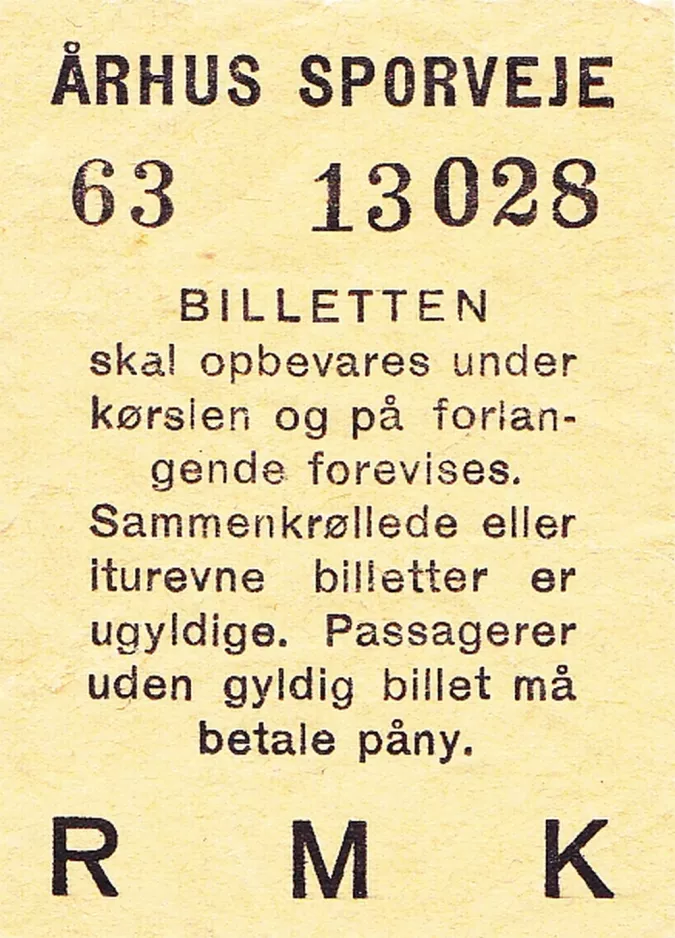 Einzelfahrschein für Århus Sporveje (ÅS) (1952)