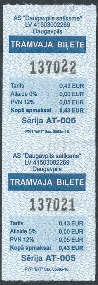 Einzelfahrschein für Daugavpils satiksme (DS) (2016)