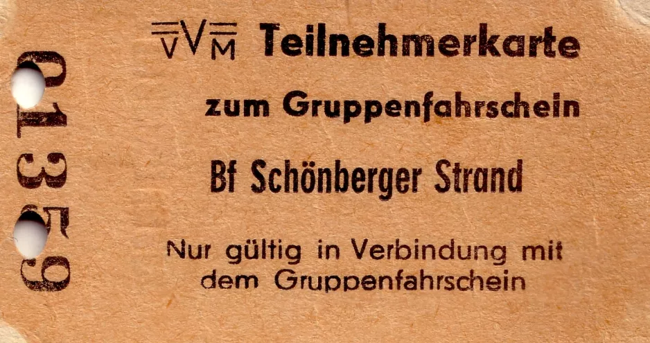 Einzelfahrschein für Museumsbahnen Schönberger Strand (1981)
