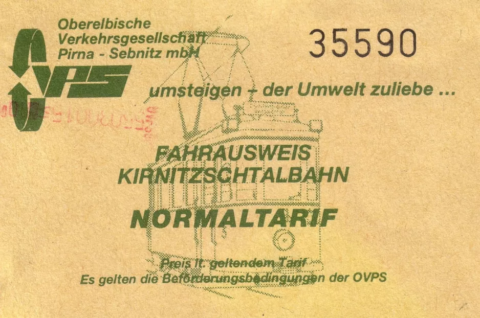 Einzelfahrschein für Regionalverkehr Sächsische Schweiz-Osterzgebirge (RVSOE) (1996)