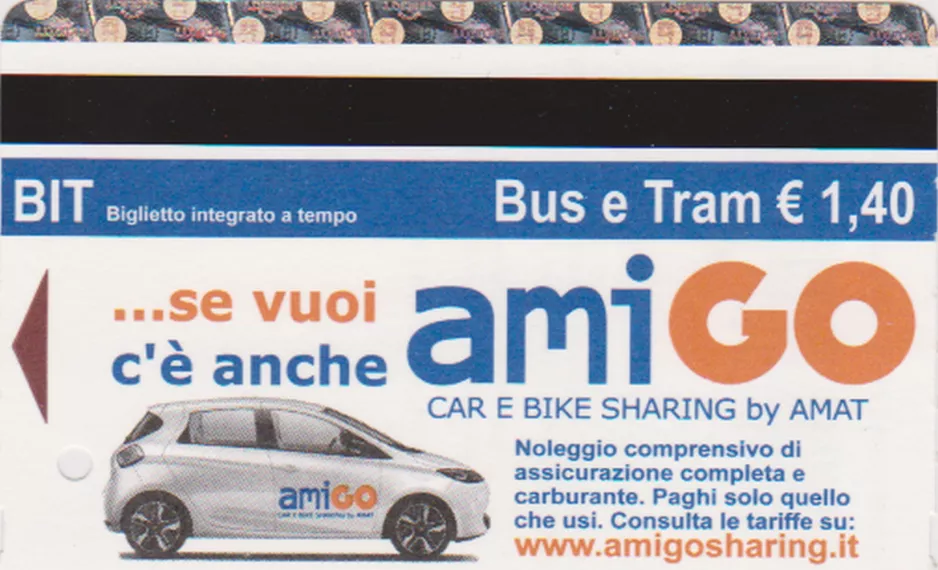 Erwachsenkarte für Azienda Municipalizzata Auto Trasporti Palermo (AMAT Palermo), die Vorderseite (2022)