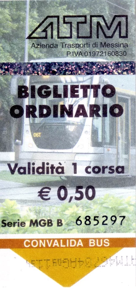 Erwachsenkarte für Azienda Trasporti Messina (ATM), die Vorderseite (2009)