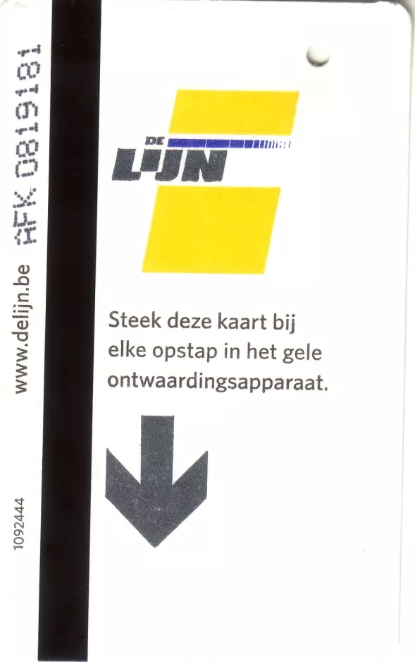 Erwachsenkarte für De Lijn in Gent, die Vorderseite (2007)