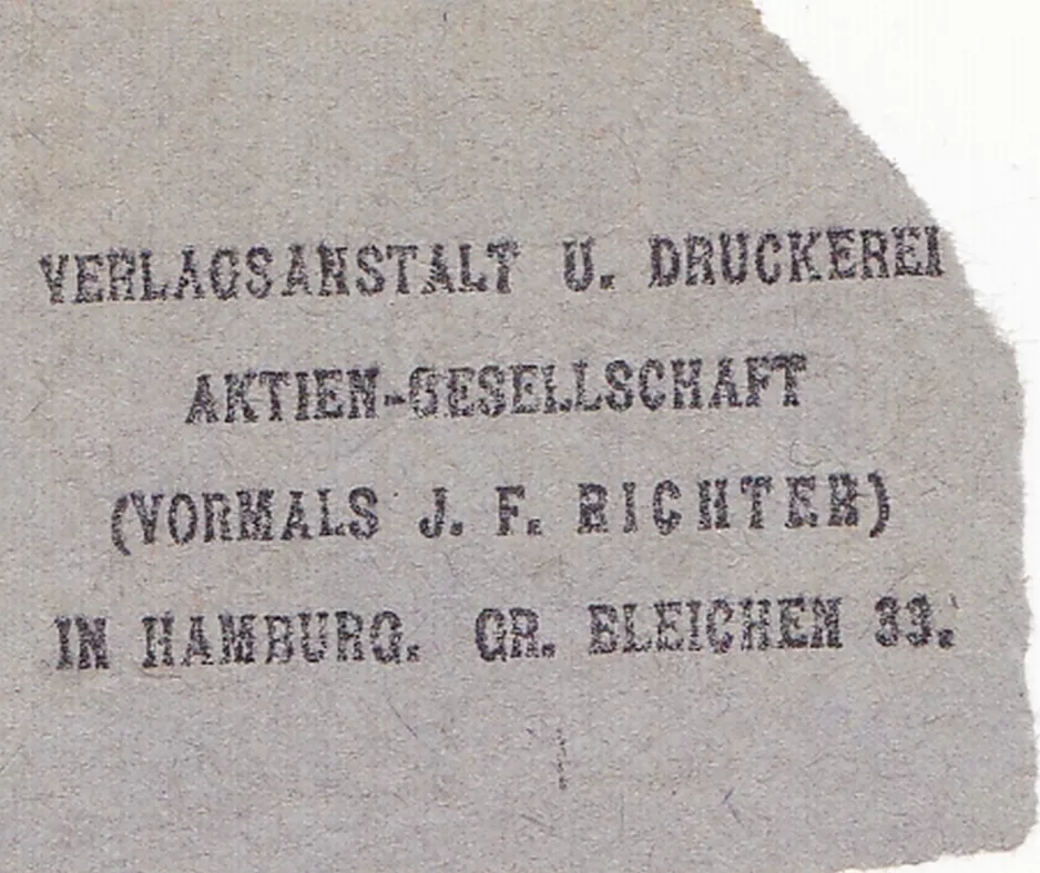 Erwachsenkarte für Hamburger Hochbahn (HHA), die Rückseite G N (1920)