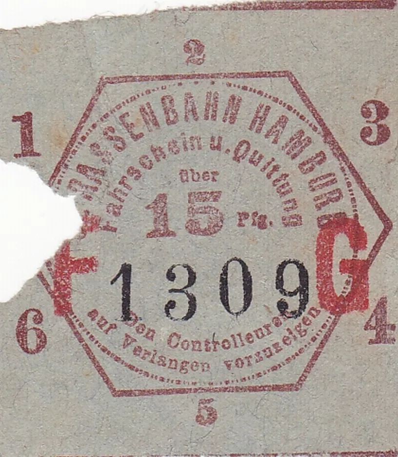 Erwachsenkarte für Hamburger Hochbahn (HHA), die Vorderseite F G (1920)