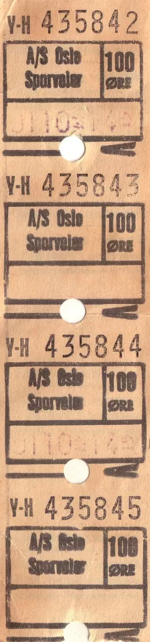 Erwachsenkarte für Sporveien, die Vorderseite (1980)