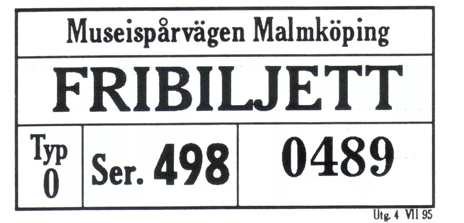 Freikarte für Museispårvägen Malmköping (MUMA) (2009)