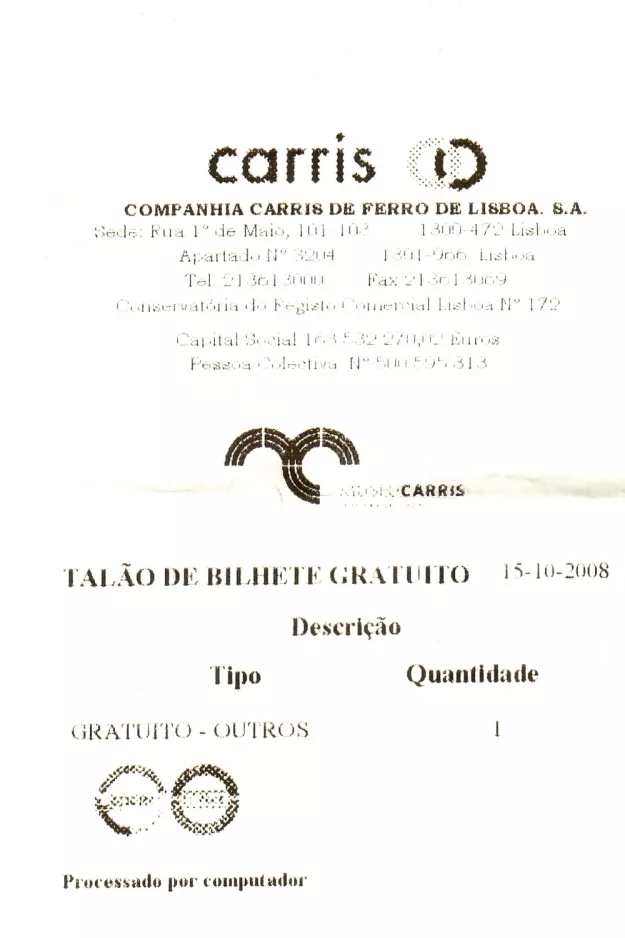 Freikarte für Museu da Carris (2008)