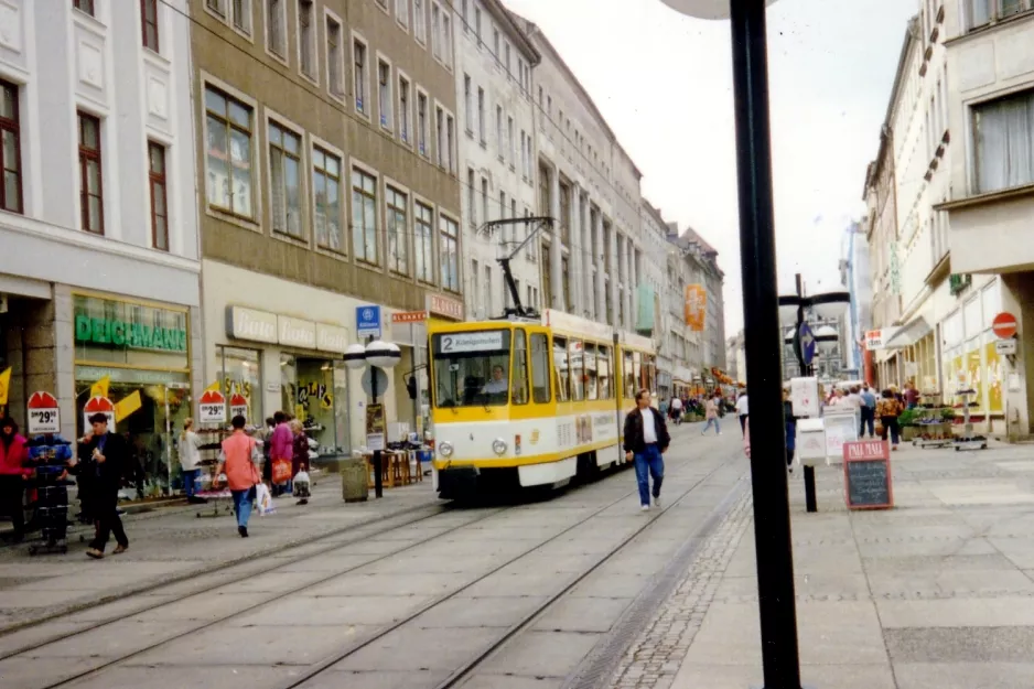 Görlitz Straßenbahnlinie 2 mit Gelenkwagen 4nah Postplatz (1993)