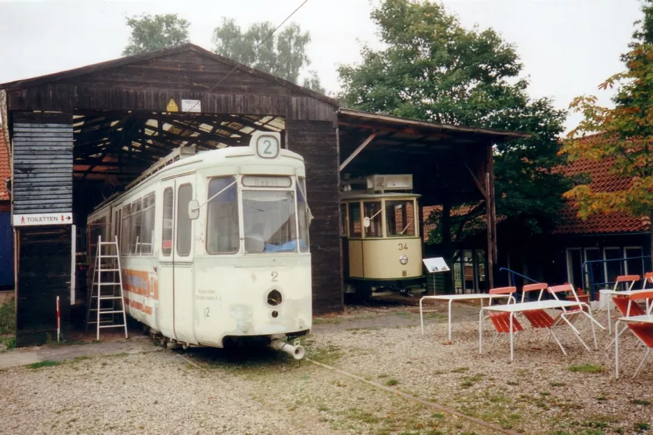 Hannover Gelenkwagen 2 am Hannoversches Straßenbahn-Museum (1999)
