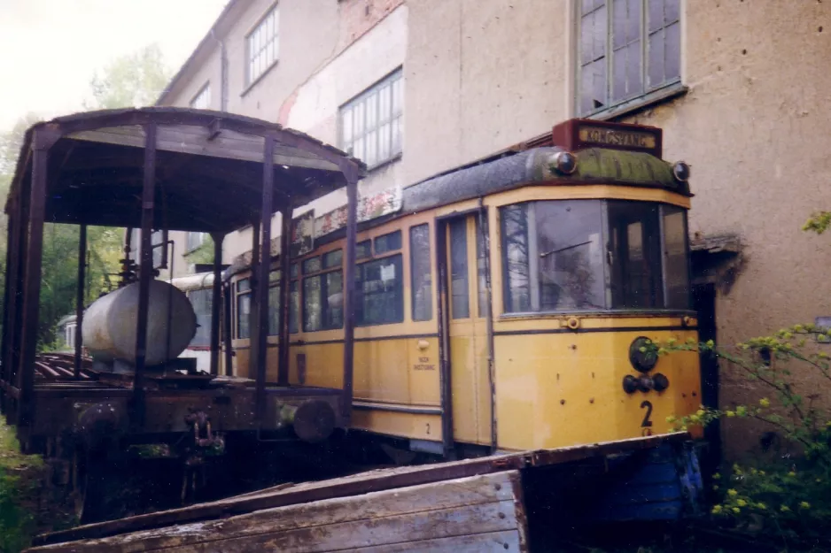 Hannover Triebwagen 2 am Lager- und Abstelhalle (1991)