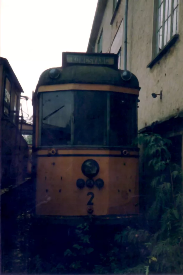 Hannover Triebwagen 2 auf der Seitenbahn bei Lager- und Abstelhalle (1986)