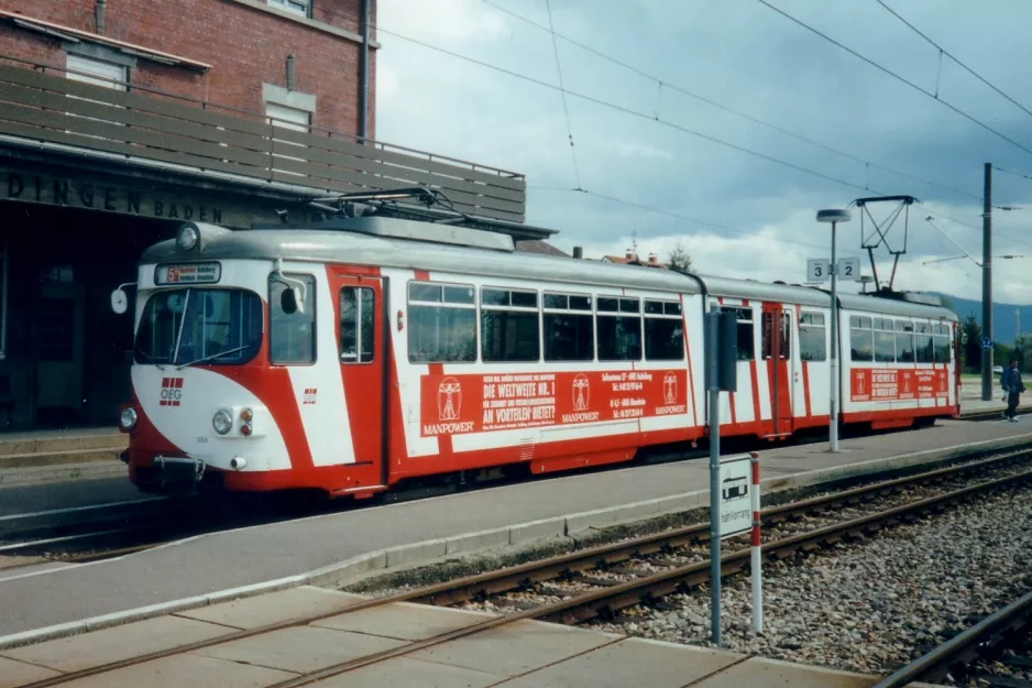 Heidelberg Regionallinie 5 mit Gelenkwagen 106 am Edingen Bahnhof (1998)