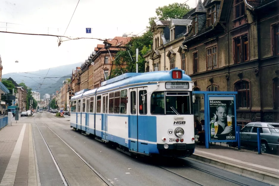 Heidelberg Zusätzliche Linie 21 mit Gelenkwagen 204 am Betriebshof Bergheim (2003)