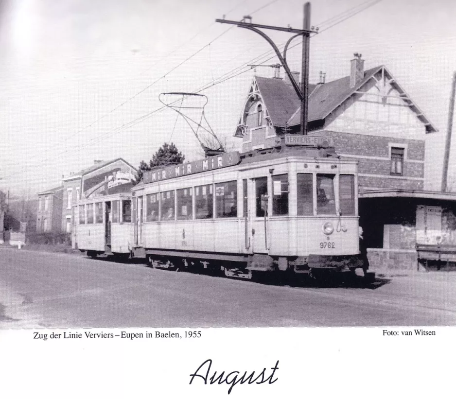 Kalender: Brüssel Regionallinie 580 mit Triebwagen 9762 am Baelen (1955)