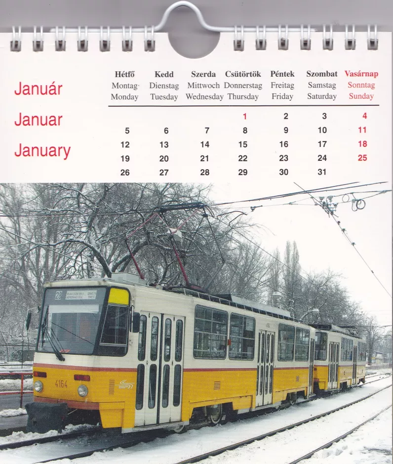Kalender: Budapest Straßenbahnlinie 28 mit Triebwagen 4164 (2013)