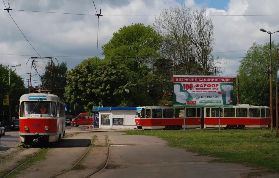 Kaliningrad Straßenbahnlinie 3 mit Triebwagen 525 am Basseynaya (2012)