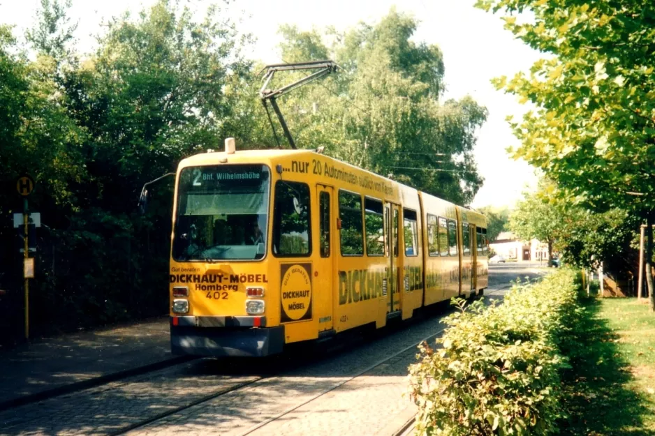 Kassel Zusätzliche Linie 2 mit Gelenkwagen 402 am Holländische Straße (1999)