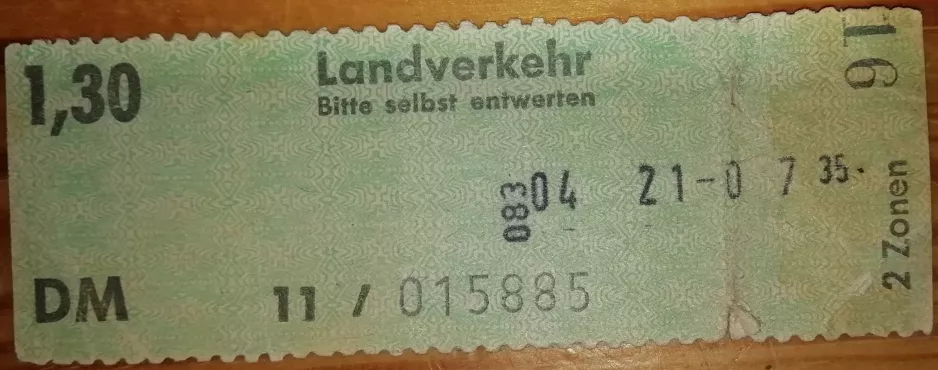 Kinderkarte für Kieler Verkehr (KVAG), die Vorderseite (1980)